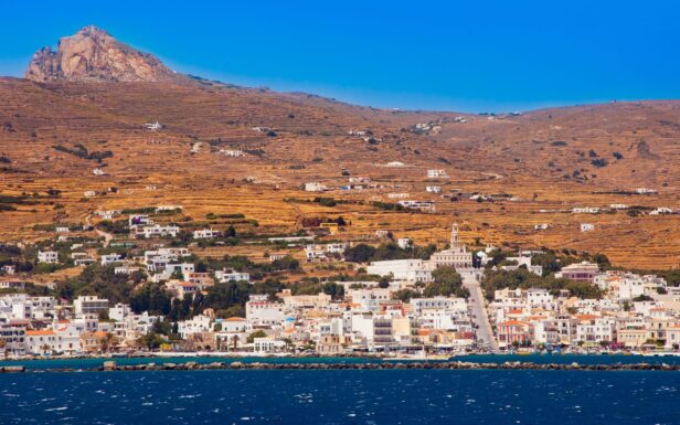Port and inland view from the sea the first of many visuals during the Full day Tinos, Greece Private Tour with Discover Greek Culture